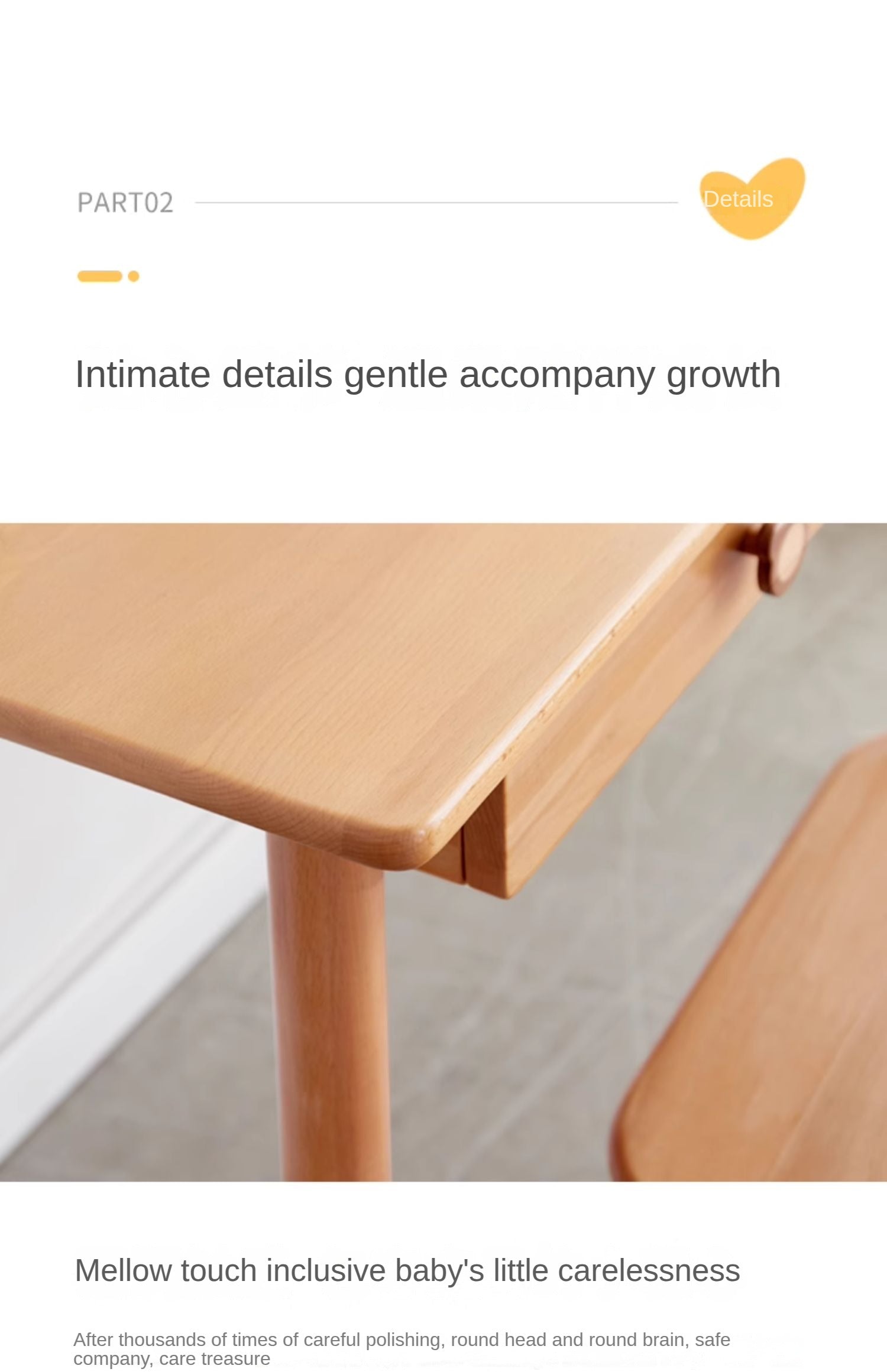 Beech, Oak Solid Wood Children's Study Table