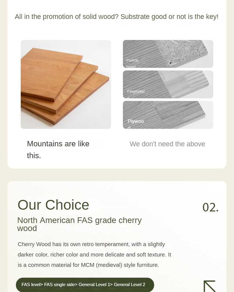 Cherry Solid Wood Technology Fabric Soft Modern Bed