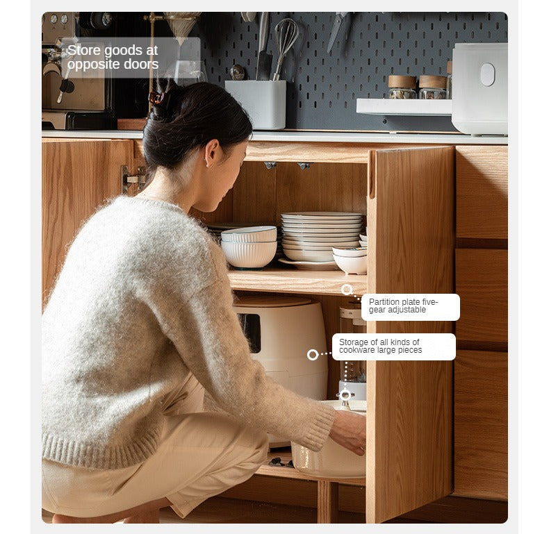 Oak Solid Wood Rock Board Dinner Cabinet