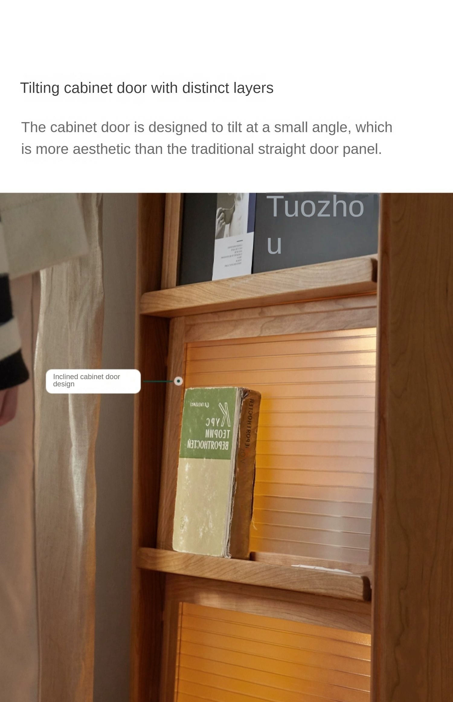 Cherry, Oak Solid Wood Flip Door Magazine Cabinet LED light -