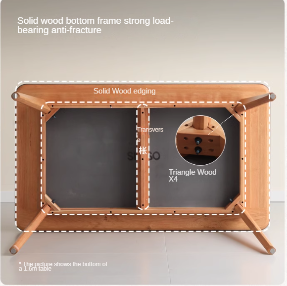 Cherry Solid Wood Retro Rock Plate Long Dining Table.