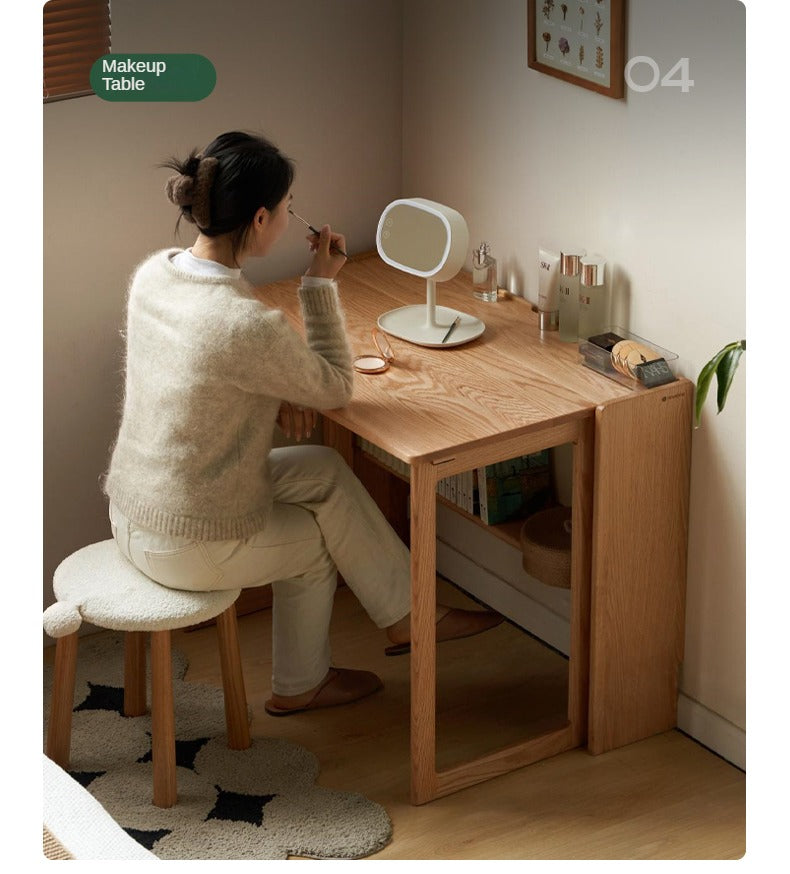 Solid Rubberwood, Oak Solid Wood Nordic Modern Dining Folding Table