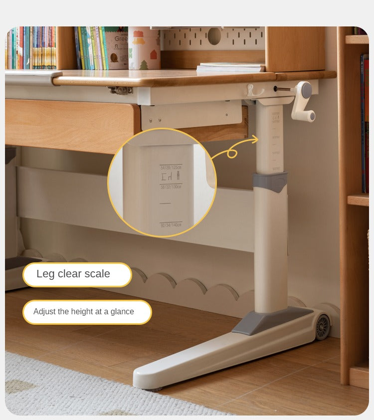 Beech Solid Wood Kids Raised and Lowered Study Table