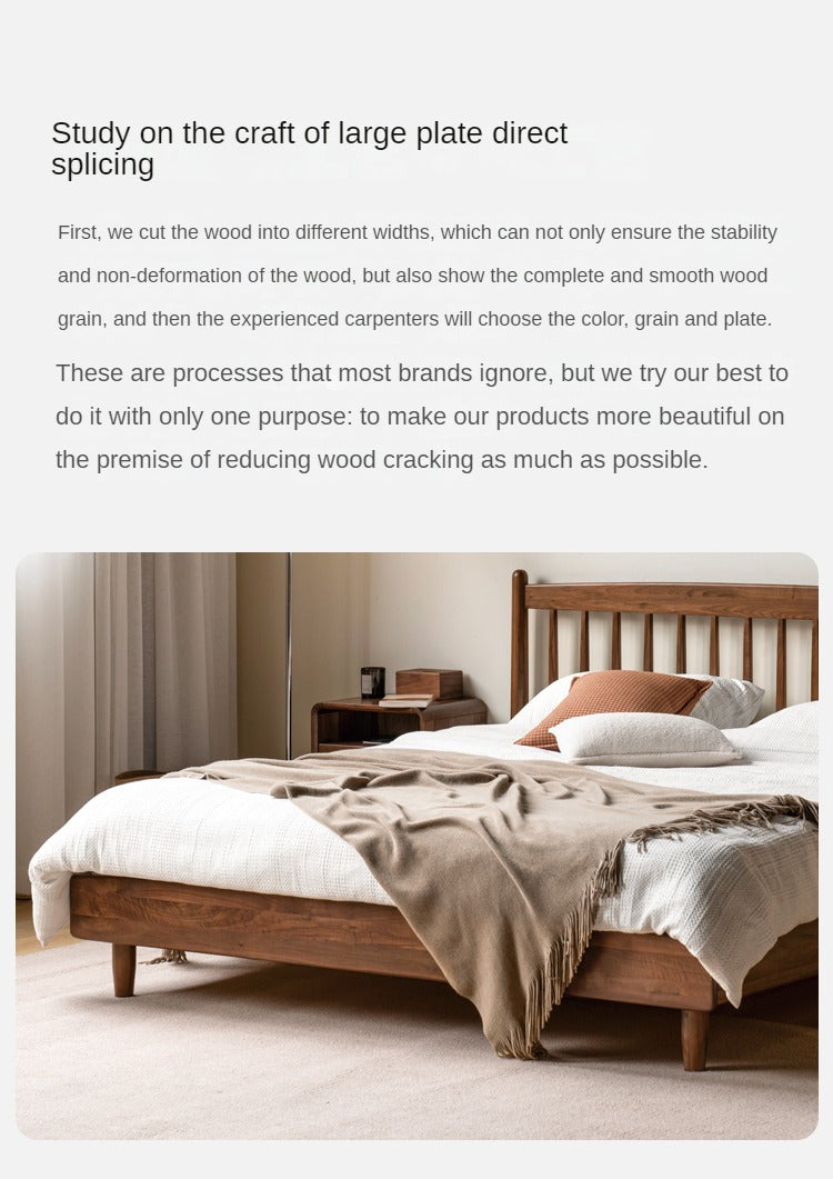 Black Walnut Solid Wood Bed Modern