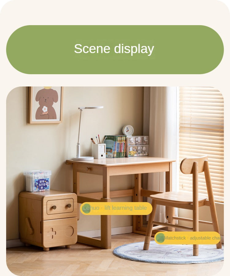 Oak Solid Wood Children's Cartoon Robot Nightstand
