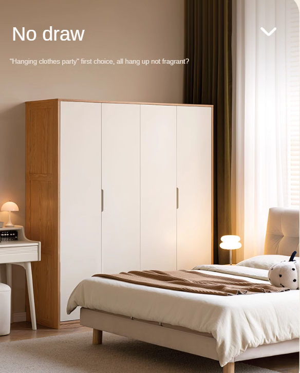Oak Solid Wood Wardrobe Floor Combination Cabinet.
