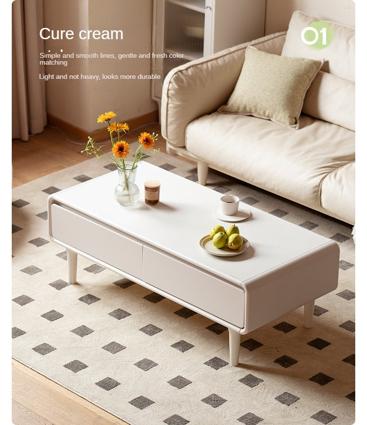 Rubber Wood Cream Coffee Table
