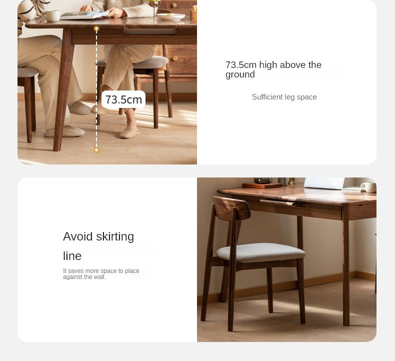 Black Walnut, Ash Solid Wood Telescopic Retractable Dining Table