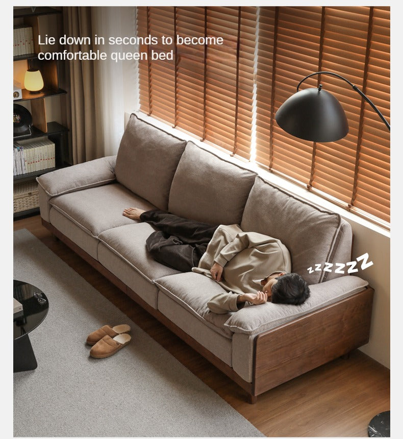 Black Walnut, Ash, Oak Solid Wood High Back Sofa.