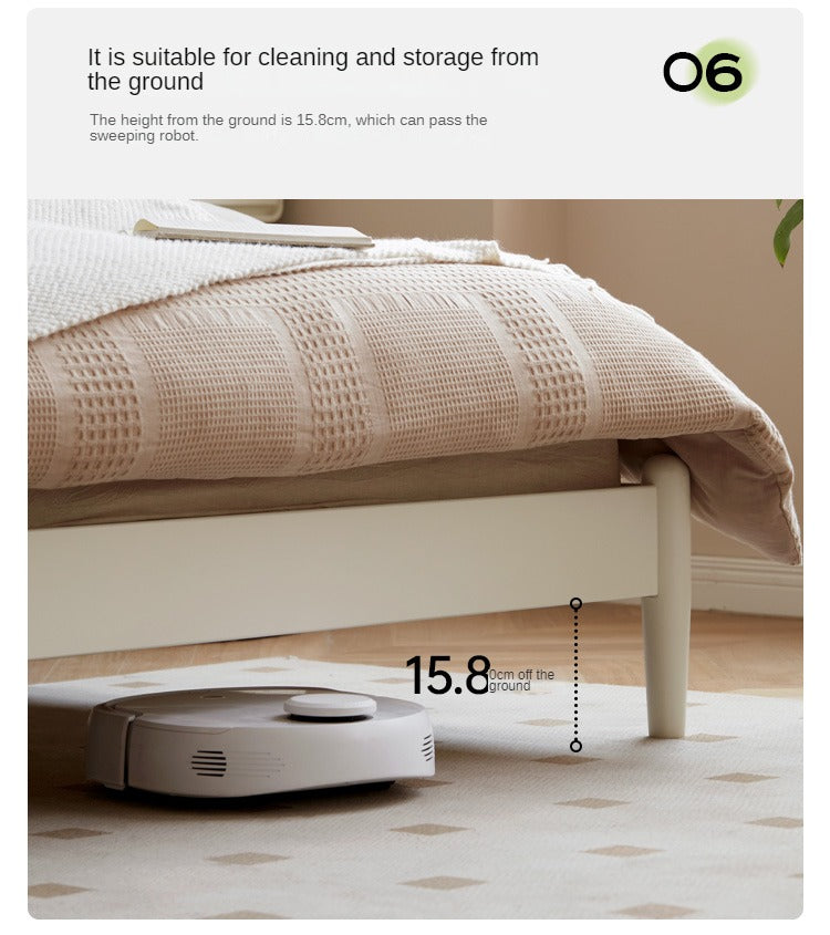 Cherry Solid Wood Bed Technology Сloth Cream Style