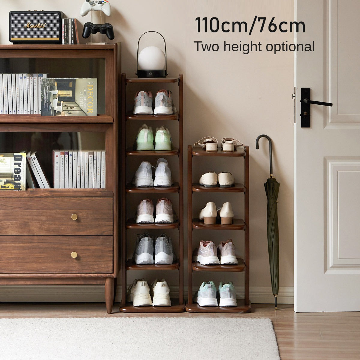Beech Solid Wood, Solid Rubberwood Ultra-Narrow Shoe Cabinet