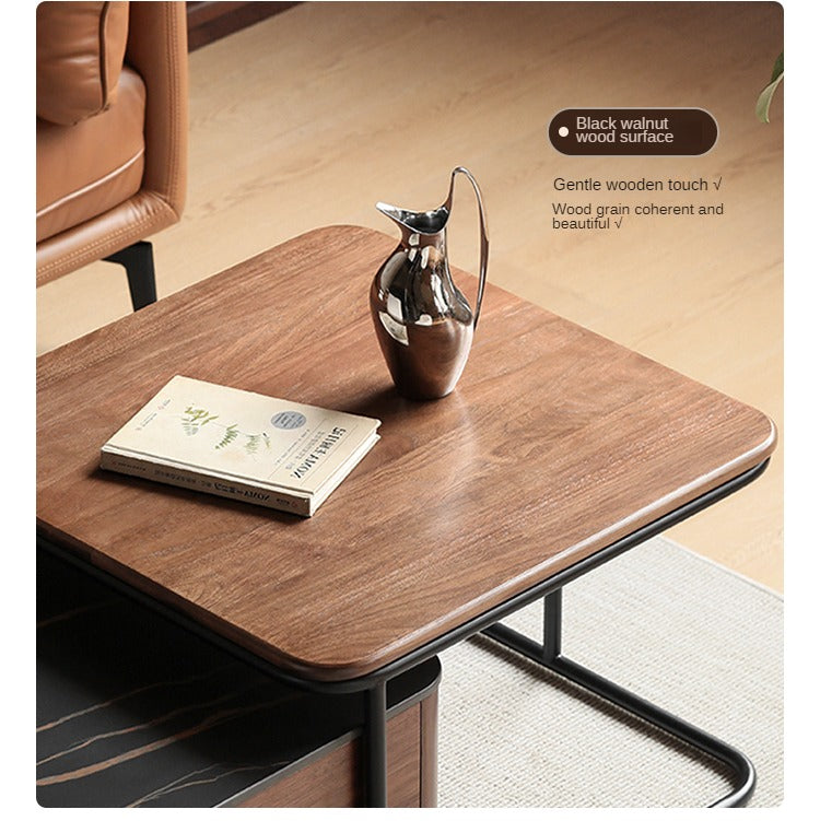 Sandalwood, Oak, Black Walnut Solid Wood Slate Top Coffee Table