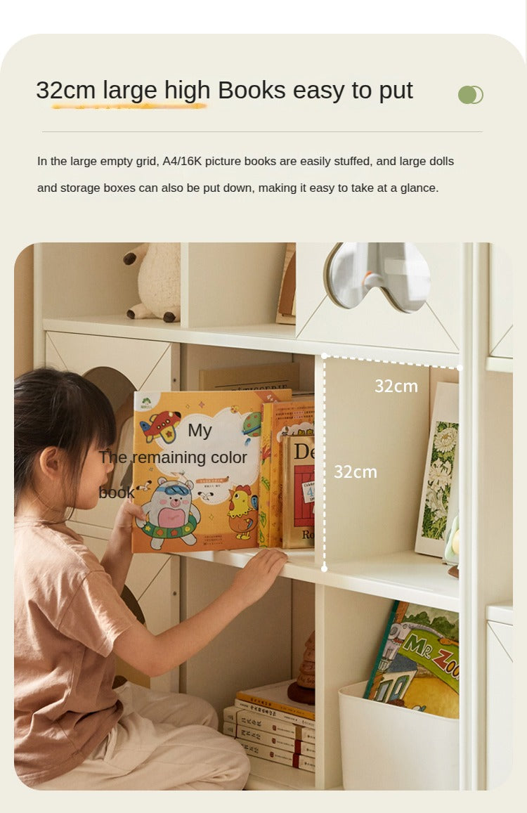 Rubber Solid Wood Modern Cream Style Floor Children's Bookcase