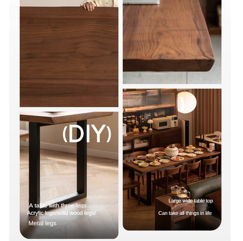 Black Walnut Solid Wood Natural Edge Large Board Dining Table