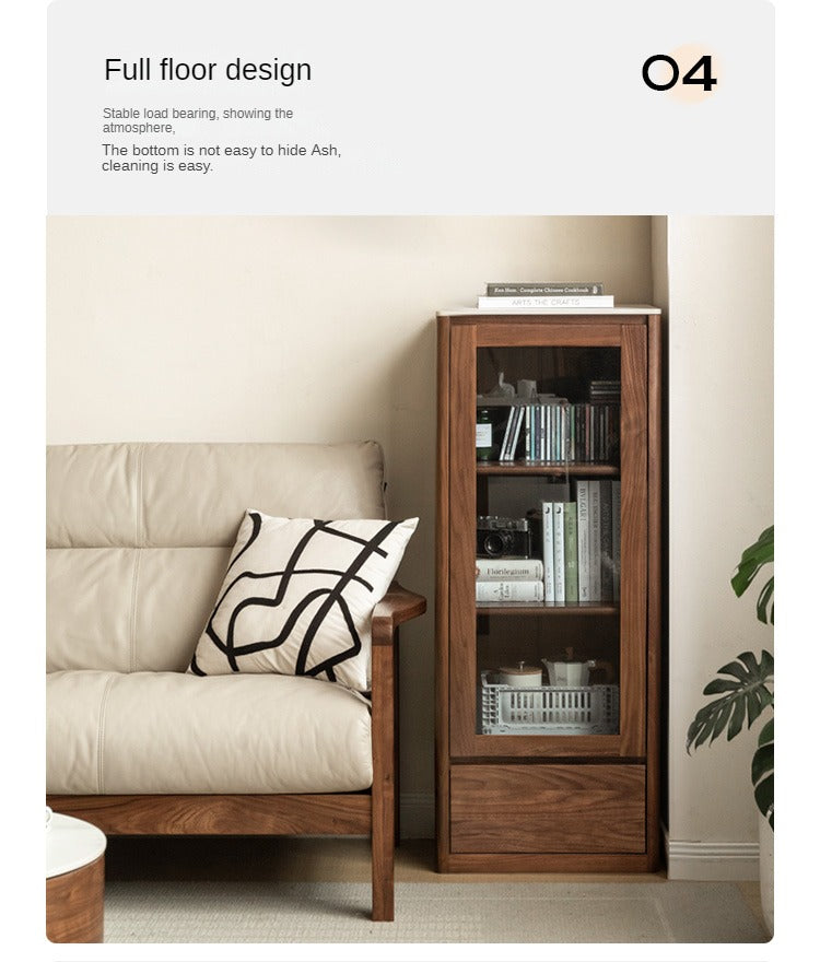 Black Walnut, Sandalwood Solid Wood Rock Slab Side Cabinet