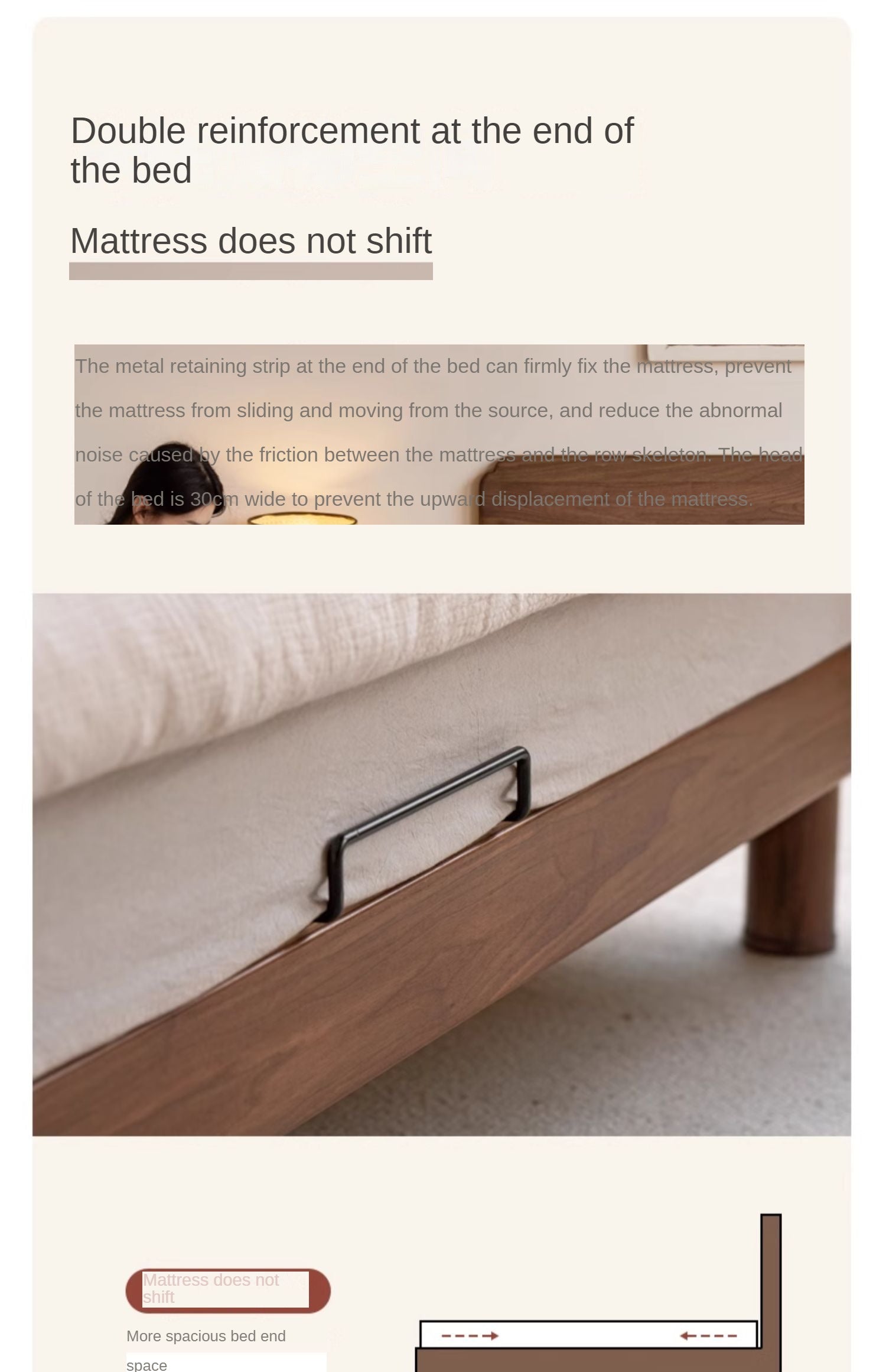 Oak, North American black walnut solid wood bed