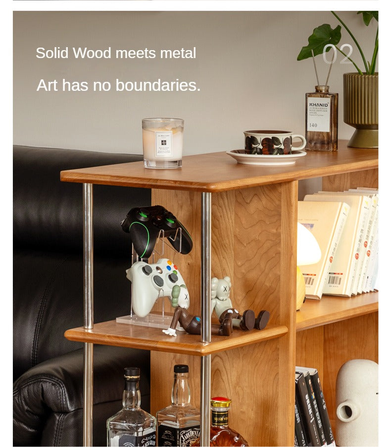 Cherry Solid Wood Retro Partition Bookcase.