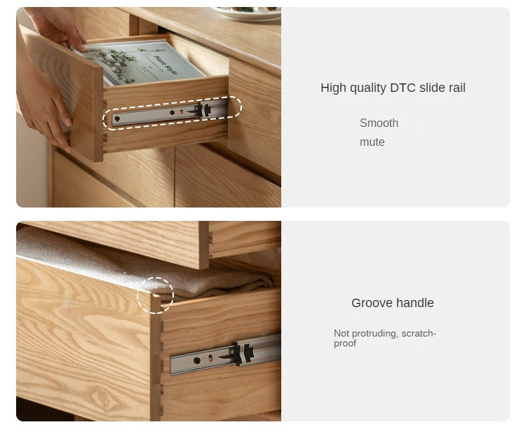 Ash Solid Wood Dresser, Drawer Storage Cabinet