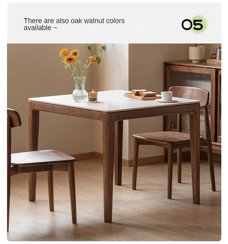 Oak Solid Wood, Solid Rubberwood Square Slate Dining Table
