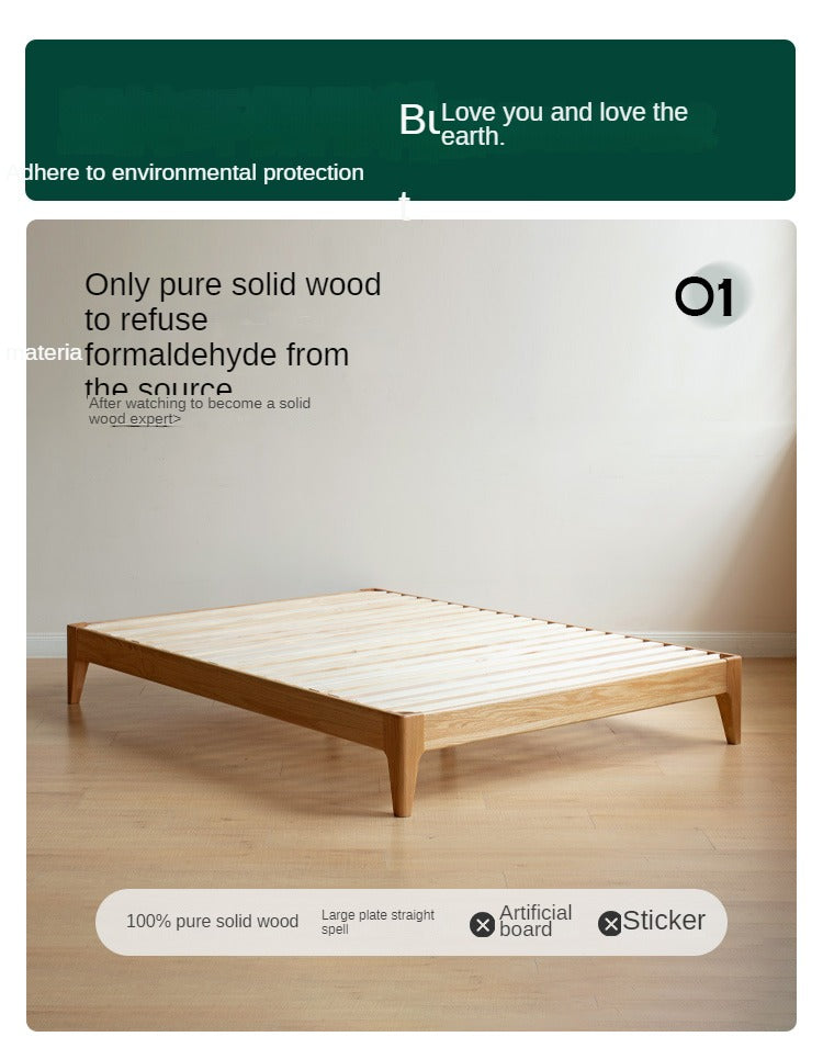 Oak, Ash Solid Wood Platform Bed, Headboard-Free Bed Modern Minimalist