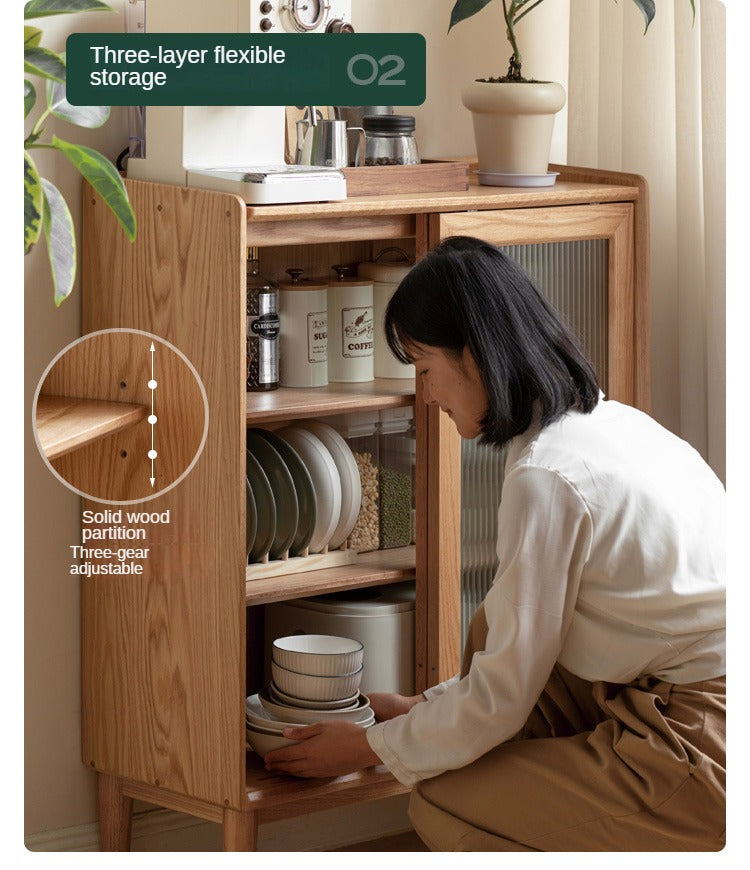 Oak Solid Wood Sideboard Slide Door