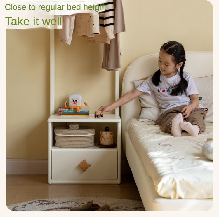 Poplar Solid Wood Clothes Hanger Nightstand-