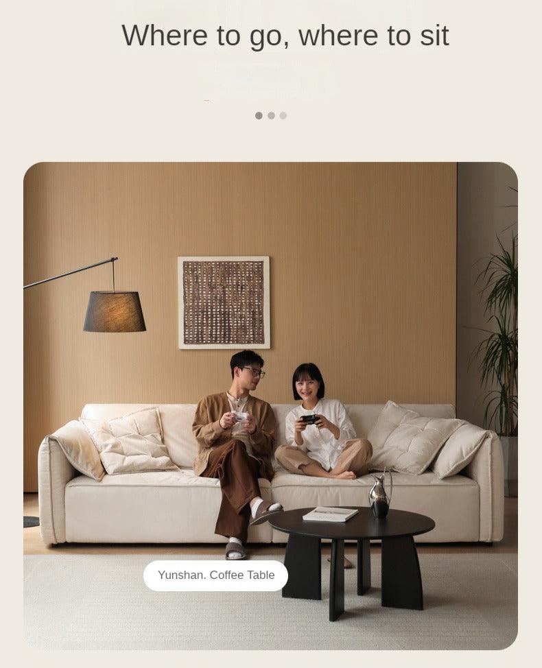 Fabric Modern Tofu Block Elephant Ear Down Sofa.