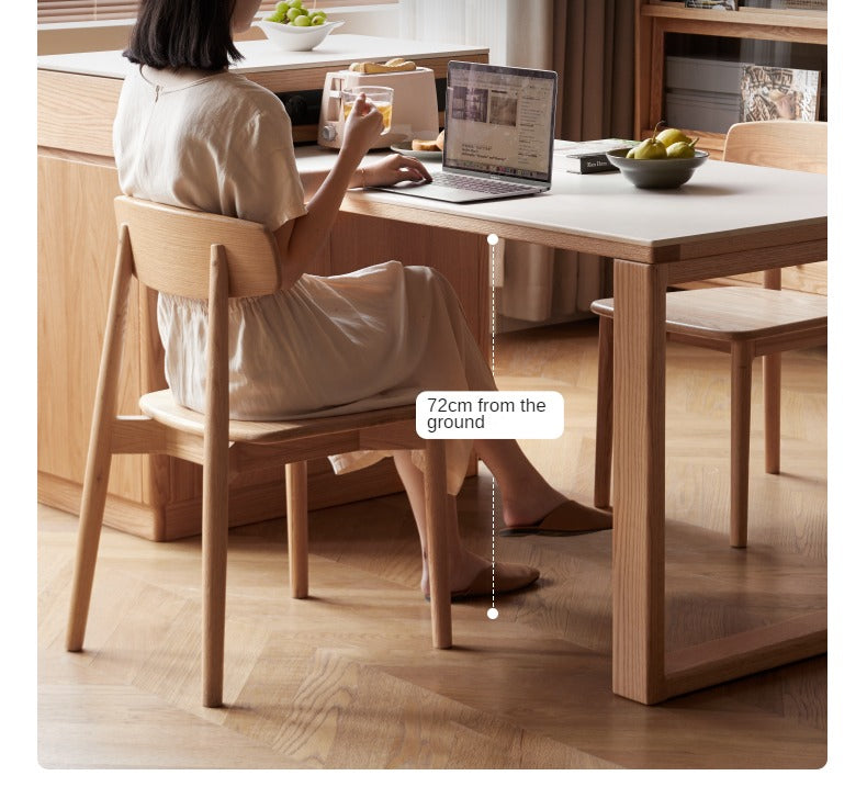 Oak Solid Wood Telescopic Island Rock Plate Dining Table
