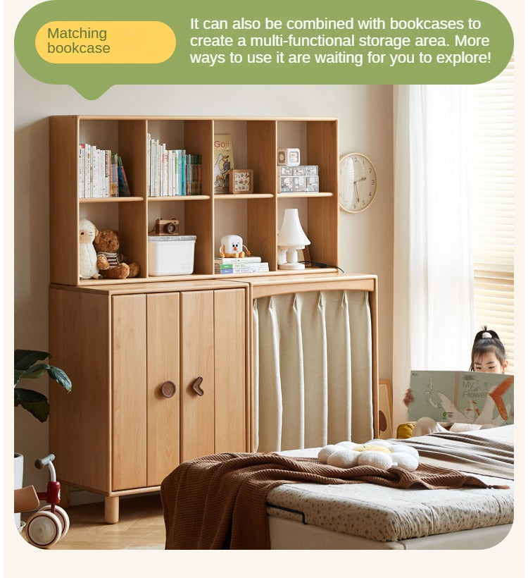 Beech, Rubber Solid Wood Children's Wardrobe,Combination Storage Cabinet