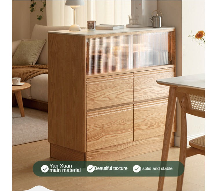 Oak Solid Wood Partition Multi functional Storage Cabinet