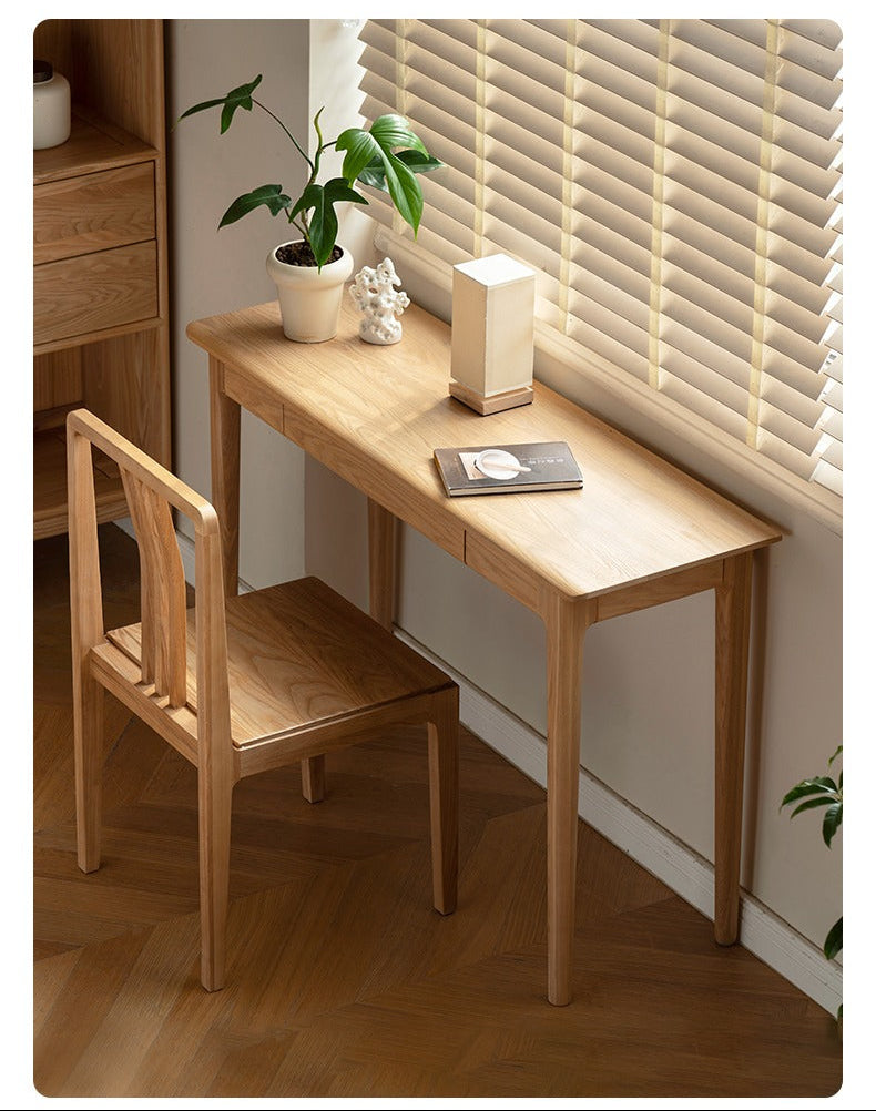 Ash Solid Wood Narrow Computer Study Desk