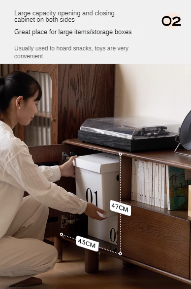 Oak Solid Wood Storage Floor TV Cabinet.