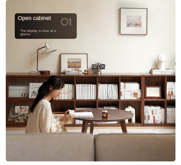 South American Walnut, Black Walnut, Rubberwood Solid Wood Low Bookshelf Combination Floor-Standing Cabinet