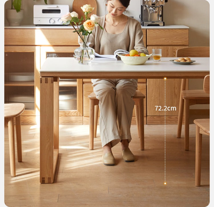 Oak Solid Wood Rectangular Rock Slab Dining Table