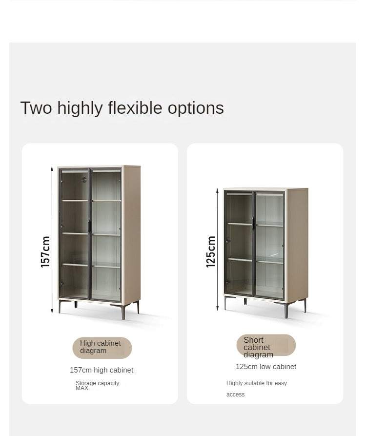 Poplar Solid Wood Wine Cabinet, Display Cabinet Glass Door Light Luxury