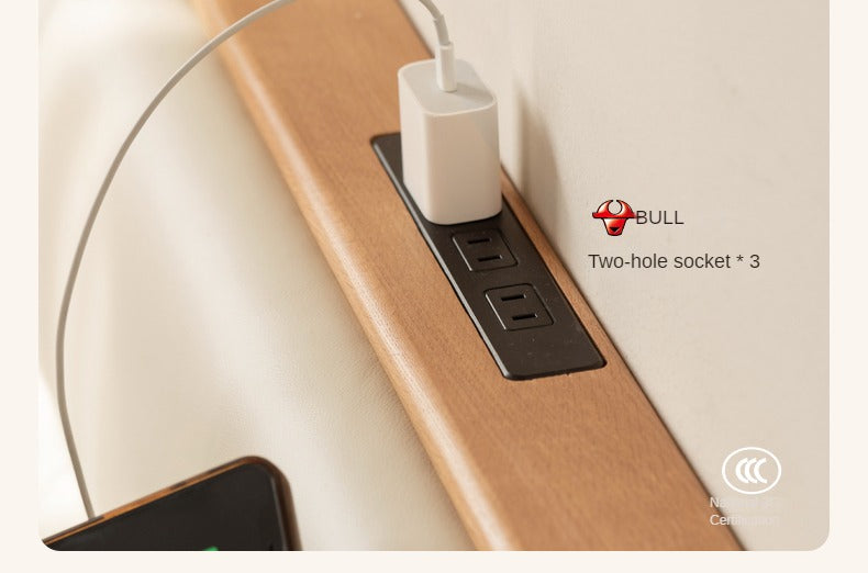 Oak, Ash Solid Wood Genuine Leather Soft Bed