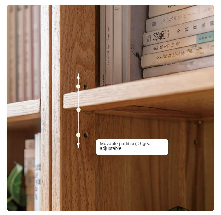 Oak, Solid Rubberwood Modern Bookcase Storage