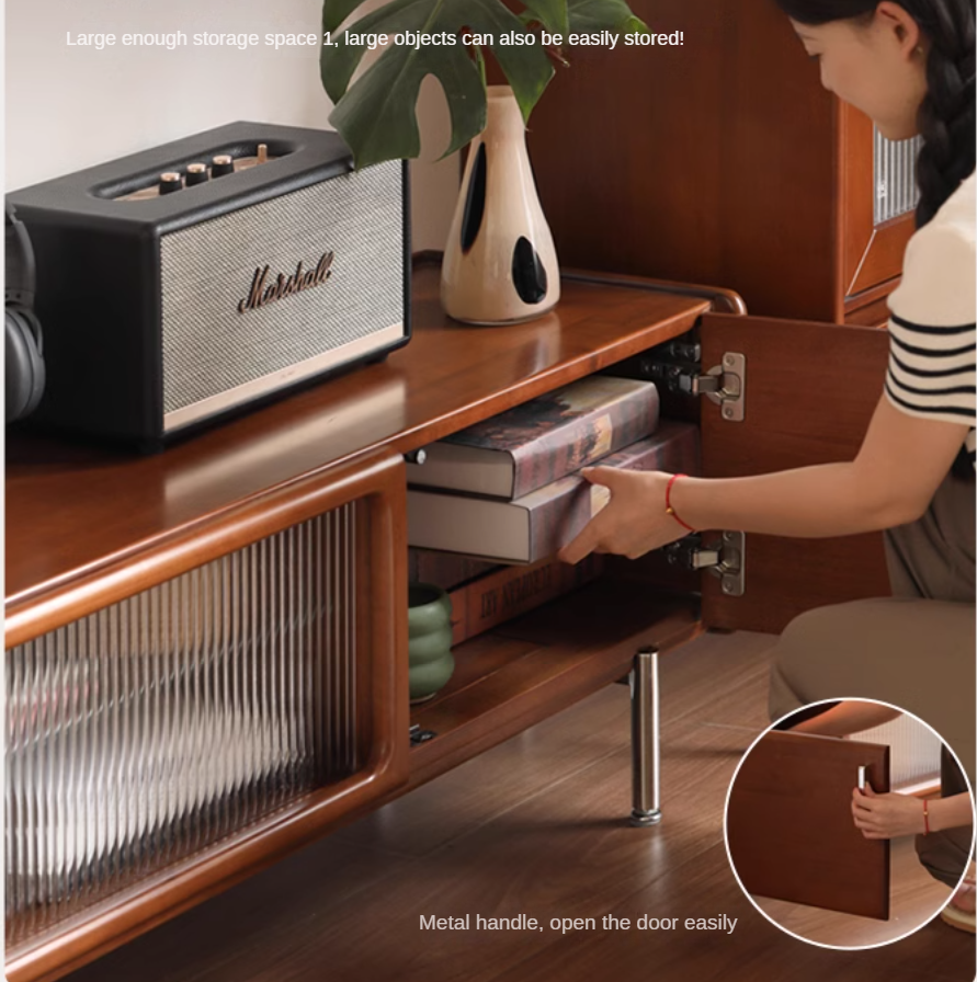 Poplar Solid Wood Retro High Locker TV Cabinet.