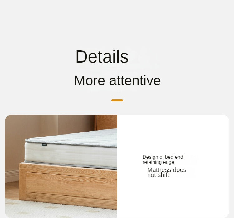 Oak Solid Wood Drawer Storage Bed with Sockets Box Bed