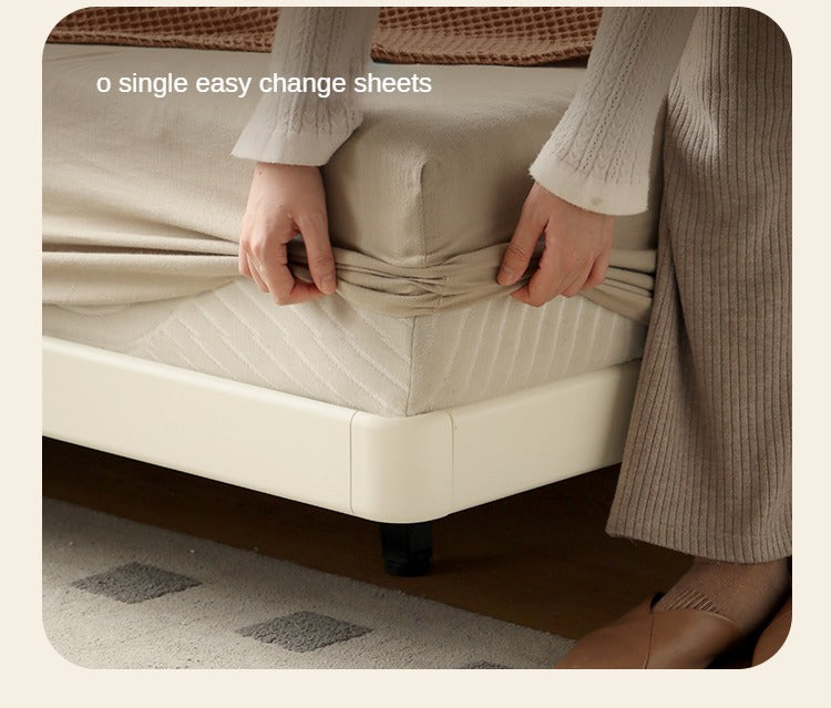 Poplar solid wood platform bed, headboard-free bed