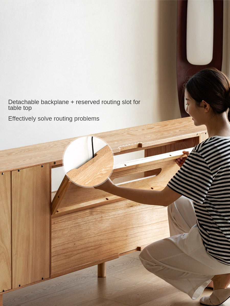 Oak Solid Wood Tall TV Cabinet.