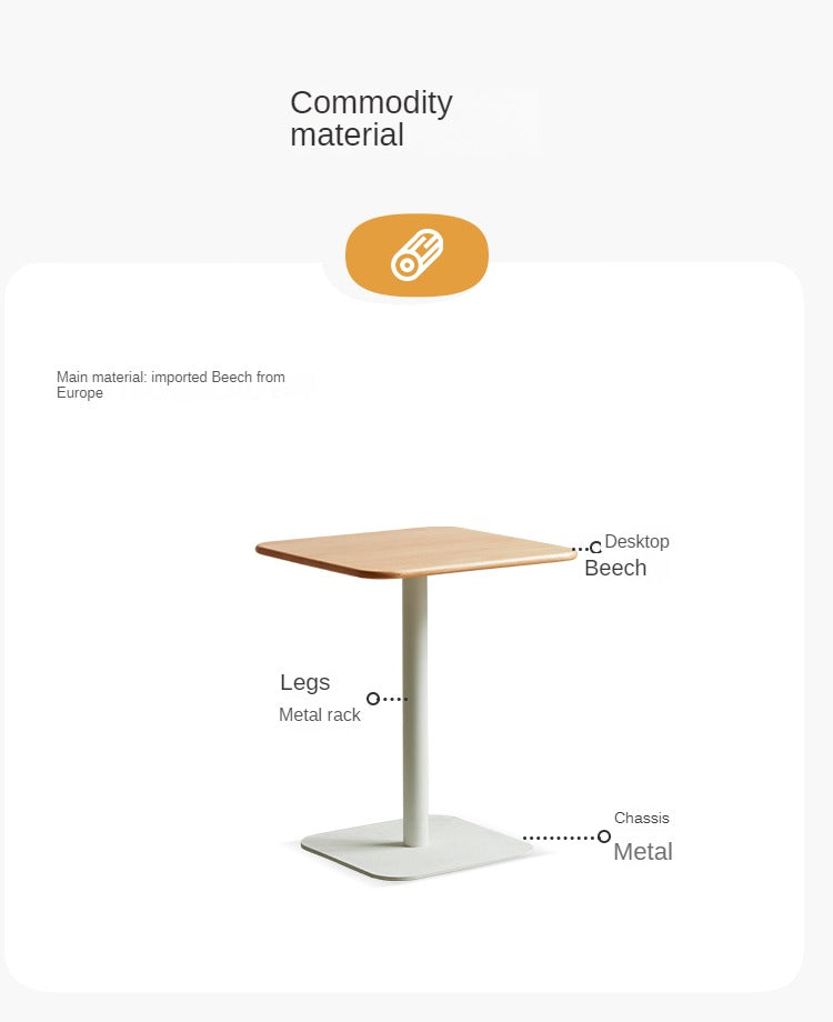 Beech Solid Wood Square Modern Coffee Table.