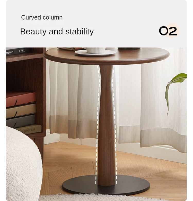 Black Walnut, Oak Solid Wood Round Side Table