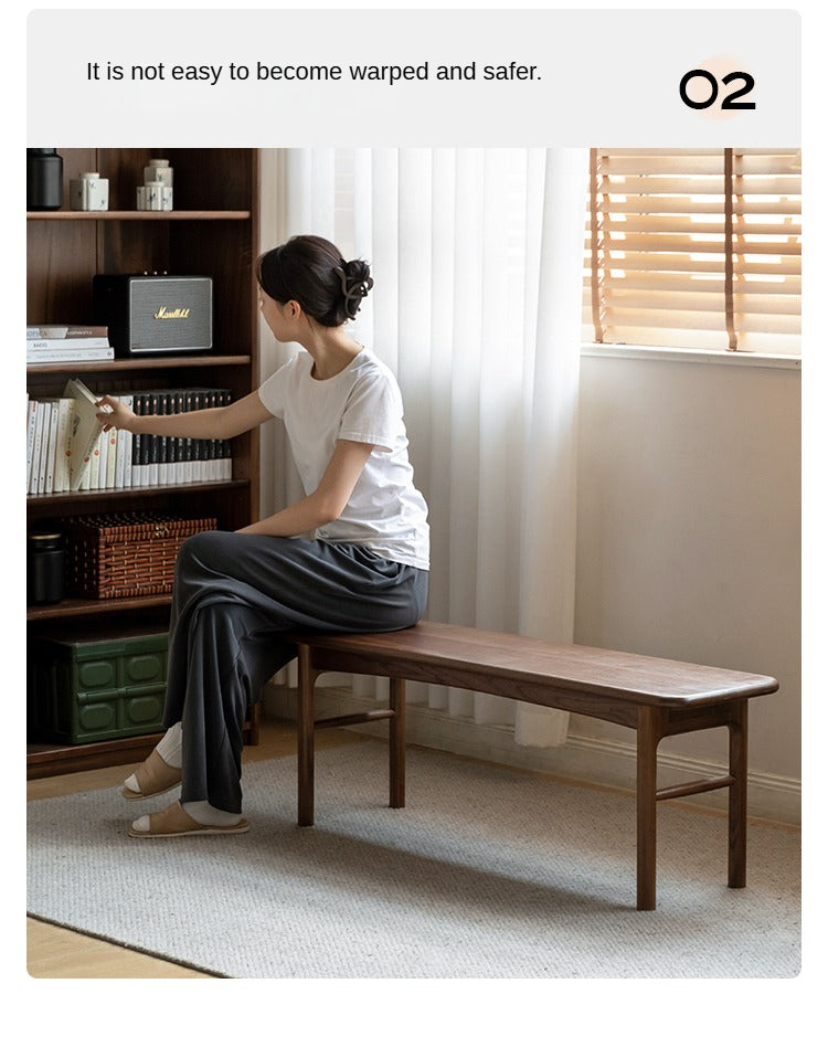 Black Walnut, Oak Solid Wood Tea Stool, Long Stool