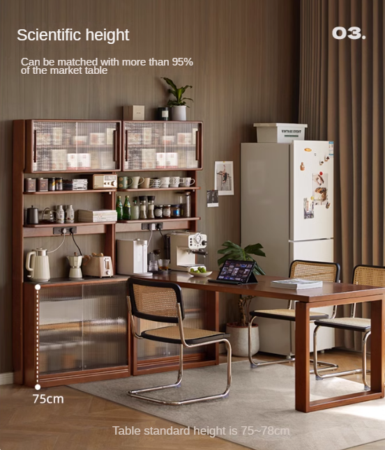 Poplar Solid Wood Rock Board American Retro Dining Sideboard.
