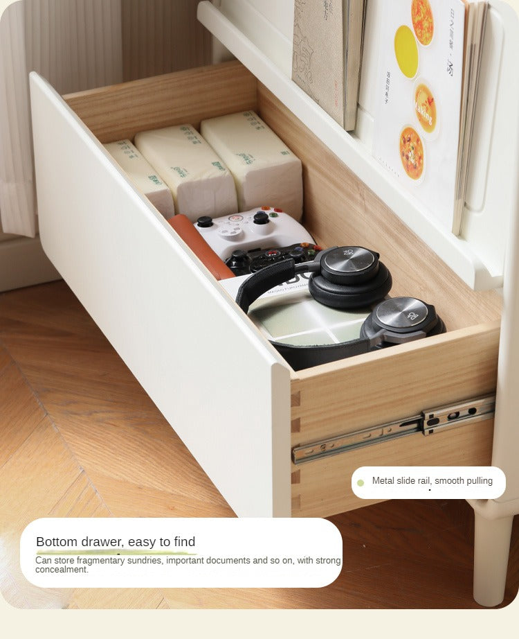 Rubber Solid Wood Bookcase Cream Storage Cabinet Display