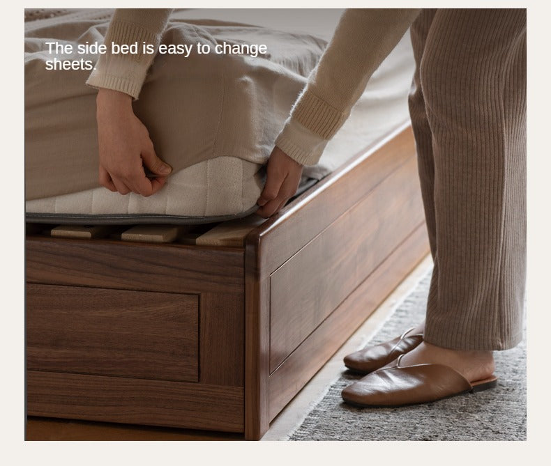 Black Walnut, Oak Solid Wood Bed Box Modern