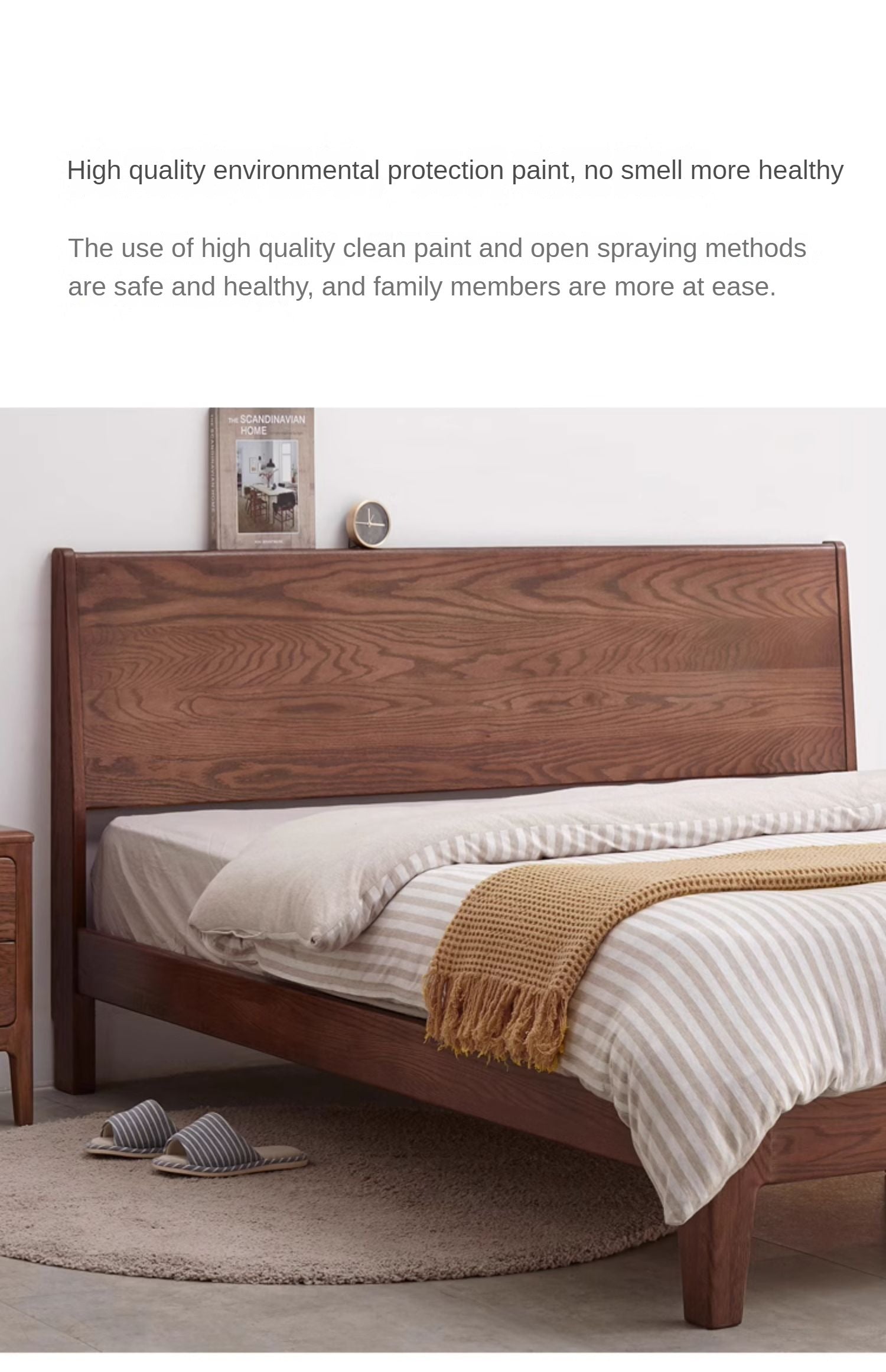 Oak solid wood bed modern simple Nordic bed