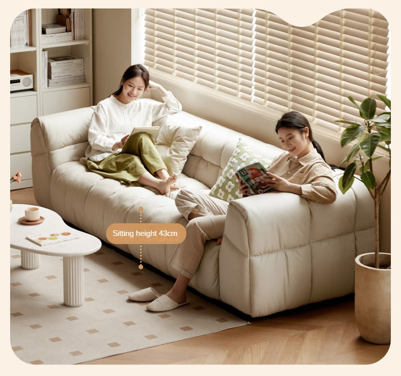 Genuine Leather,Technology Cloth Sofa Cream Wind)