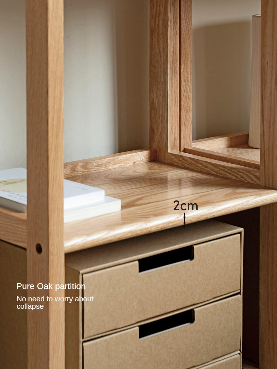 Oak Solid Wood Multi-Layer Bookshelf
